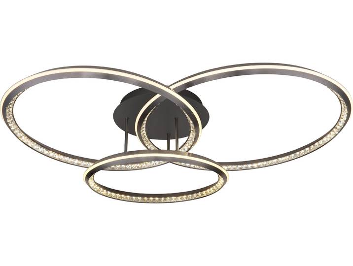 Plafonnier LED\, cristaux\, intensité lumineuse variable\, télécommande\, L 109\,5 cm