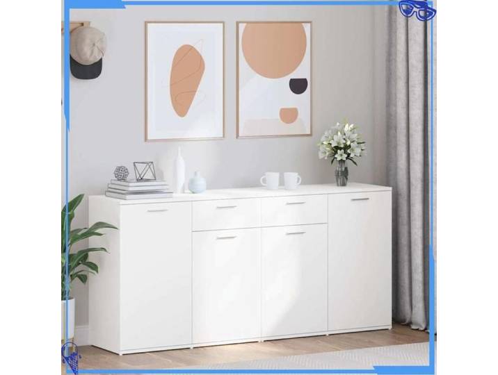 Buffet - Bois d'ingénierie - Blanc - Esthétique Moderne et Fonctionnelle - Élément Clé de Votre Aménagement - Pour Intérieur
