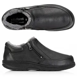VITAFORM Herren-Stiefelette Hirschleder Lammfellfutter 2 Reißverschlüsse