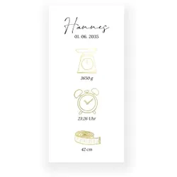 Geburtskarten Baby in Weiß im Design "Goldene Icons" - Musterkarte