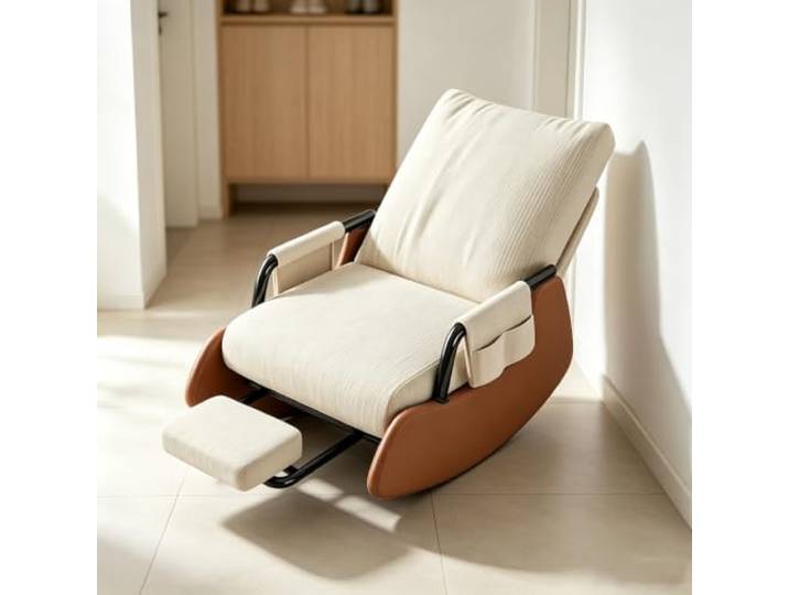 Ergonomischer Ruhesessel mit Ausziehbarer Beinablage Wohnzimmersessel mit harmonischer Wippfunktion und durchdachter Seitenaufbewahrung.