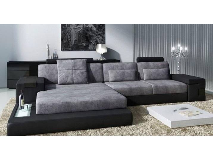 Xlmoebel Ecksofa Ecksofa in L-Form mit USB-Anschluss in Leder- und Textiloptik, Ecksofa in L-Form, Hergestellt in Europa