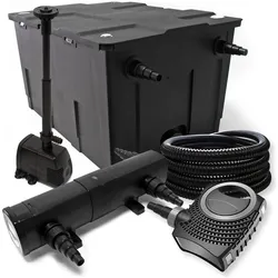 Wiltec, Brunnen + Gartenteich, Filter Set Bio Teichfilter 60000l 18W UVC Teichklärer Pumpe Springbrunnen 081
