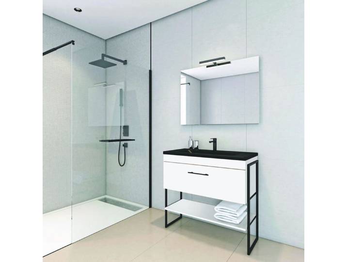 ONDEE ZEN Meuble salle de bain à poser 1DUS - L90cm - Blanc - Laqué - Livré monté