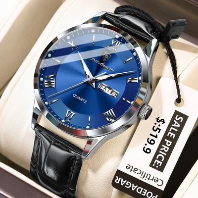 Uplifted Finds POEDAGAR Top Luxury Military Waterproof Mens Quartz Watch silver Blue