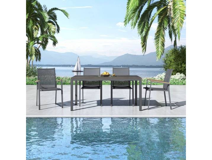 OUTLIV. Kobe Gartenmöbel-Set M (4 Plätze) Tisch 160x90cm Dunkelgrau