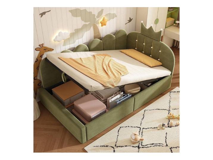 LuxusKollektion Polsterbett Polsterbett Daybett 90x190 cm Grün mit Stauraum