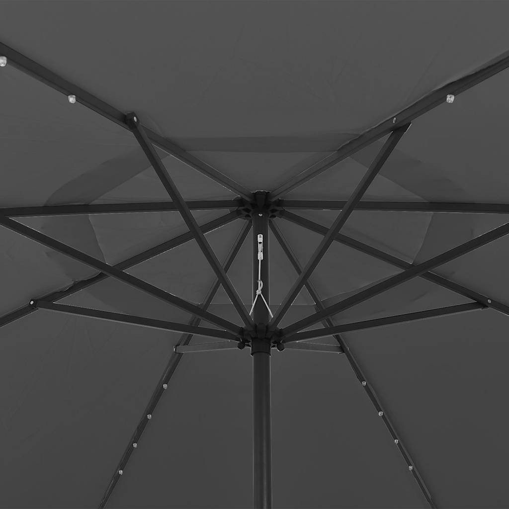 vidaXL Sombrilla de jardín con luces LED antracita 400 cm Antracita