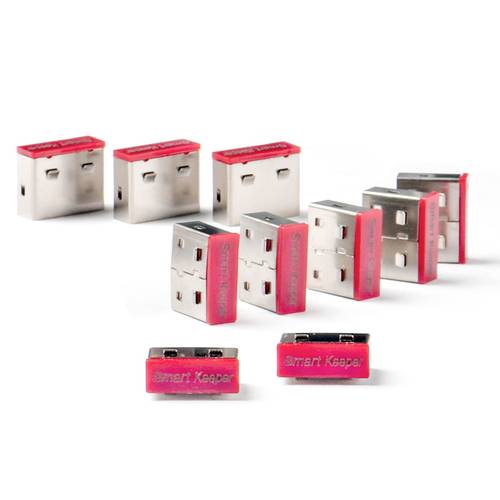 Smartkeeper USB-A Port Schloss CSK-PC01P 10er Set Rot, Edelstahl ohne Schlüssel, Permanente Sicherung CSK-PC01P