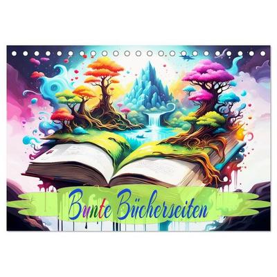 Bunte Bücherseiten (Tischkalender 2027 DIN A5 quer), CALVENDO Monatskalender
