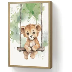 WANDLEUCHTE MIT AKKU Löwe - Tier - Kinder - Dschungel Beleuchtung 40x60 cm Wandlampe