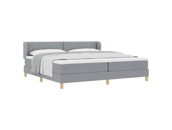 KKgypkn Boxspringbett mit verstellbarem Kopfteil Hellgrau Stoff 200 x 200 cm, Taschenfederkernmatratze inklusive