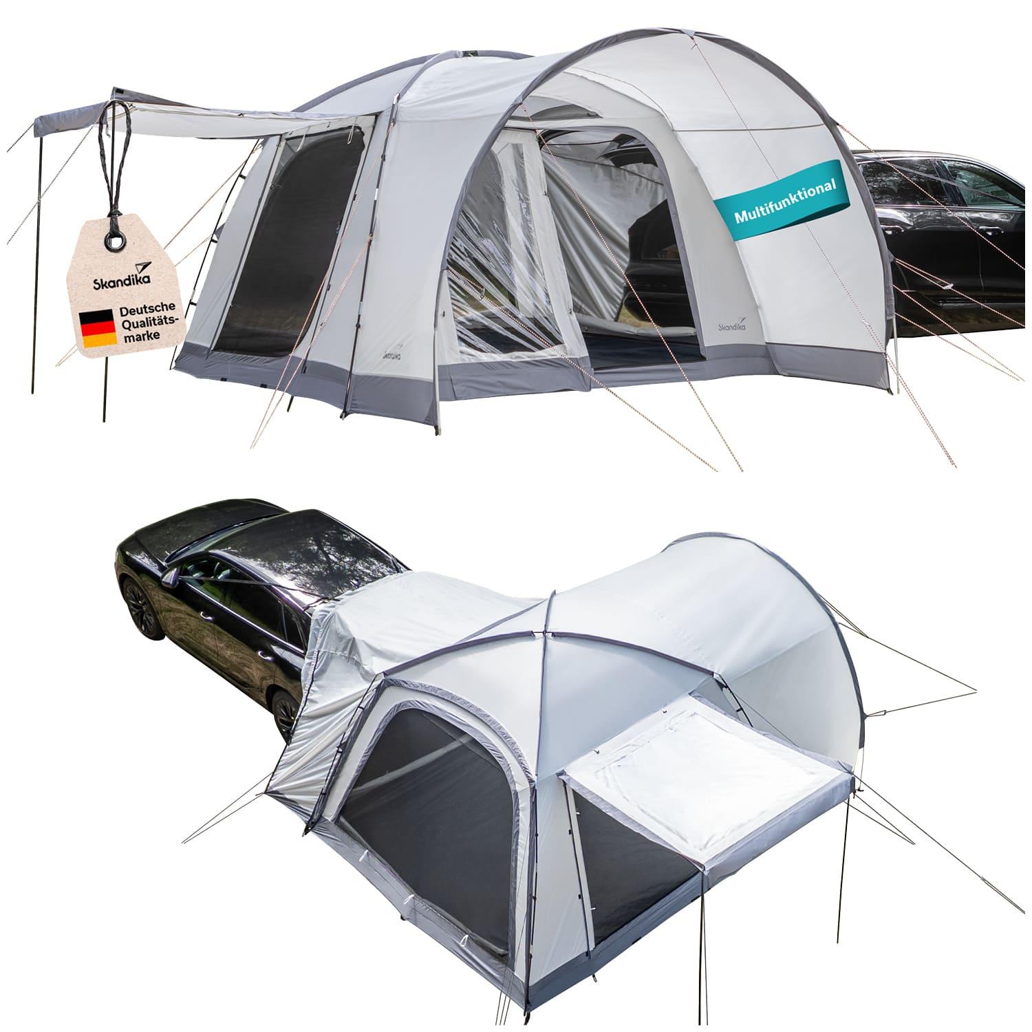 Skandika Kuppelzelt Pitea 4 Flex Protect Bundle mit SUV-Schleuse | Campingzelt für 4 Personen, mit Schleuse für SUV, eingenähter Zeltboden