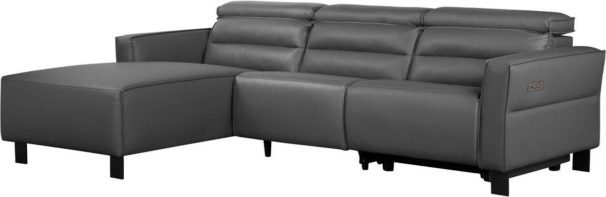 Notio Living Carpari Hoekbank met 1 Elektrische Relaxfunctie - Grijs PU