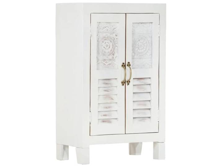 LKJephalotrop Sideboard Weiß 55x30x90 cm Akazie Massivholz Schrank Kompakter Holzschrank für Wohnzimmer und Schlafzimmer mit geschlossenen Türen für eine stets aufgeräumte Aufbewahrung.