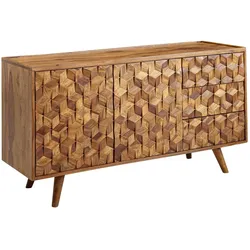 WOHNLING Sideboard 138x76x45 cm Sheesham Massivholz Anrichte