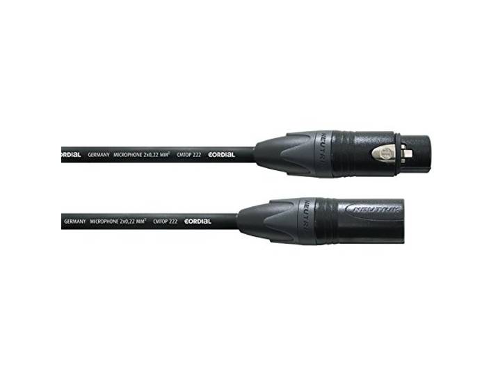 Cordial microkabel CSM 10 FM-goud, 10m zwart Neutrik XLR goudcontacten - Microfoonkabel