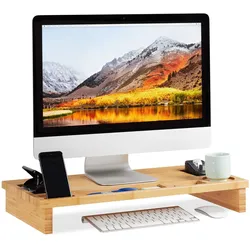 Relaxdays Monitorständer, Monitor Erhöhung, Braun