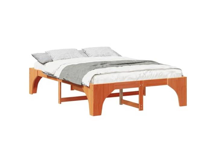 PUGYNBK Bettgestell Braun 160 x 200 cm Kiefer massiv Lattenrost, fester Stand, modernes Design, ohne Lattenrost, einfache Reinigung
