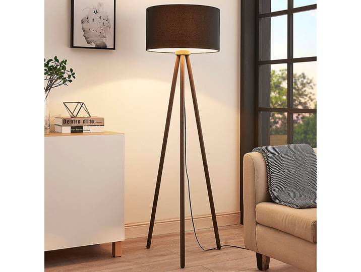 Majken Lampadaire Dark Grey/Black - Lindby - Salon / séjour - Scandinave - Bois - Trépied
