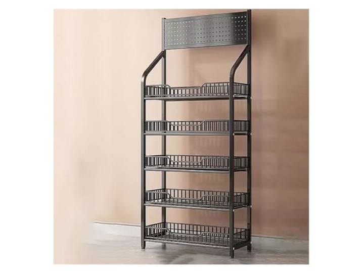 Snack-Organizer, 5-stufiges Snack-Regal for Geschäfte(Black,60*27*165cm)