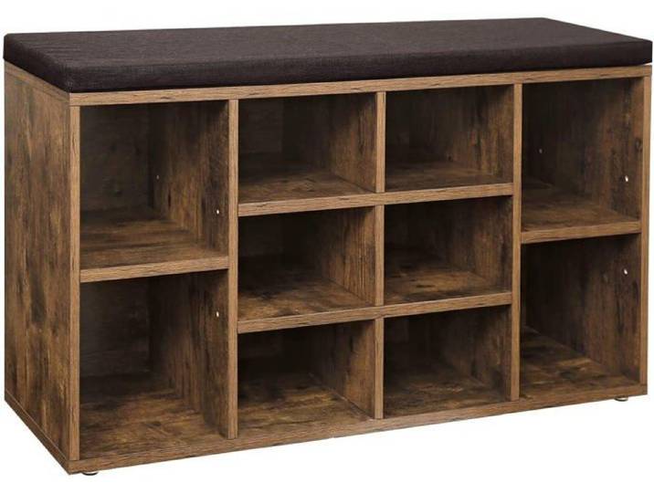 Meuble à Chaussures avec Assise Confortable - 10 Étagères Ajustables Style Rustique et Élégant