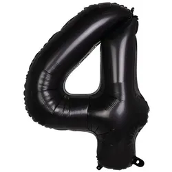 Folienballon "4", schwarz, 86 cm
