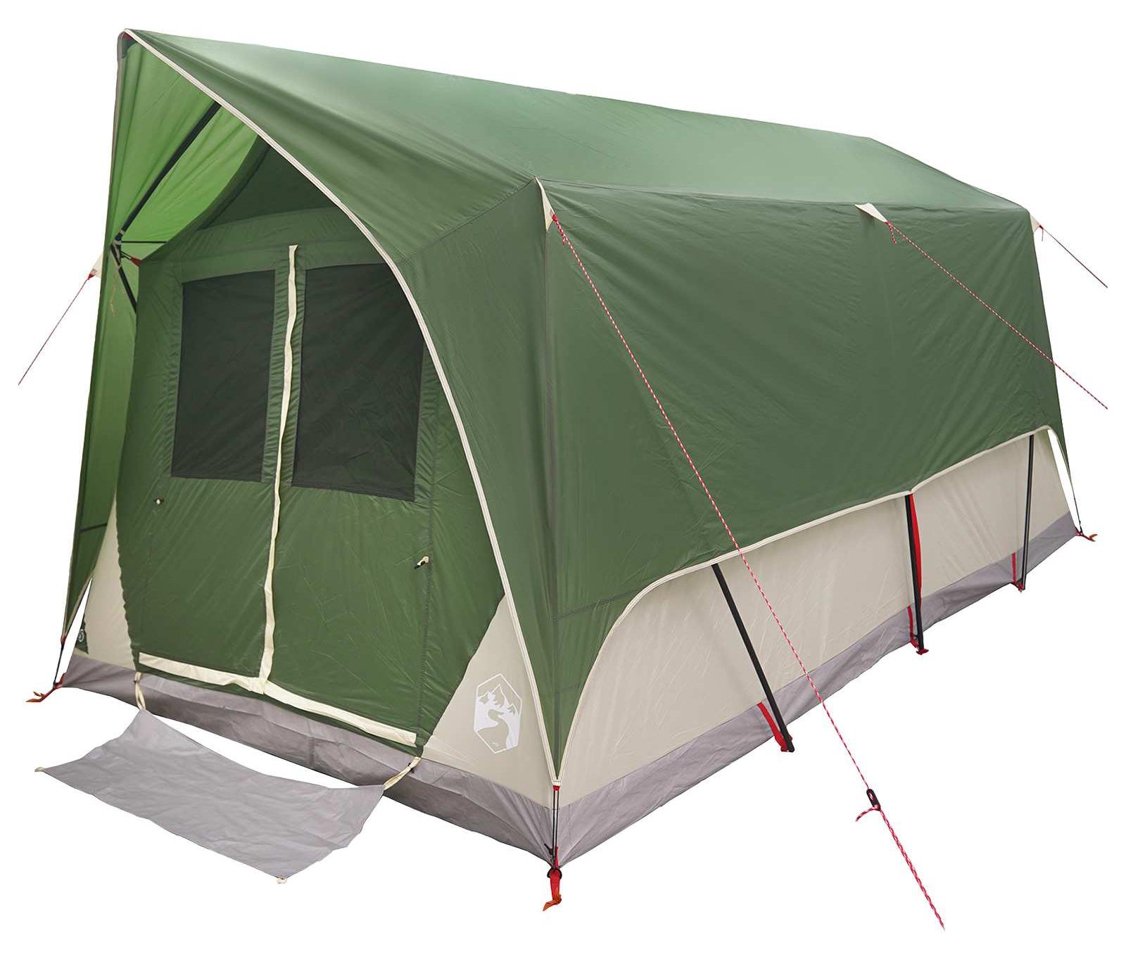 Tunnelzelt 8 Personen Grün Polyester und Stahl