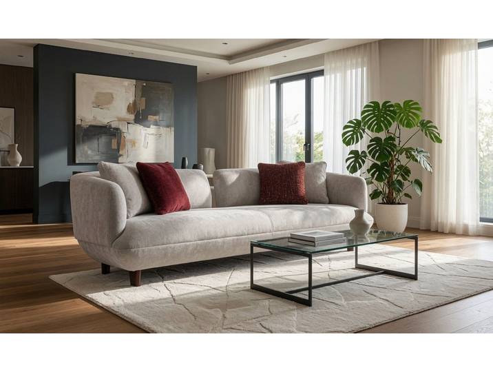 Xlmoebel Polstergarnitur Hellgraues 3-Sitzer Designer-Sofa für stilvolles Wohnzimmer, (Sofa, 1-tlg., 3-Sitzer Sofa), Made in Europa