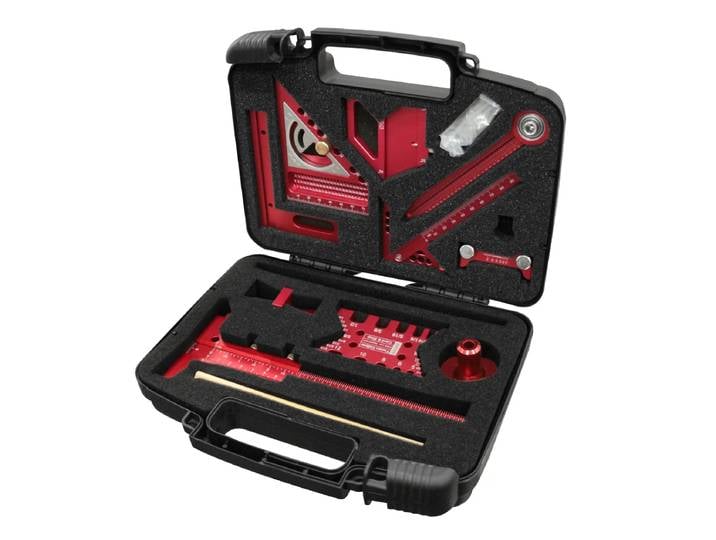 Kit carré pour le travail du bois avec boîte, outils de traçage carrés en T, bloc de positionnement, boussole de dessin circulaire, Guide d'histoire, hauteur Ga, 10 pièces