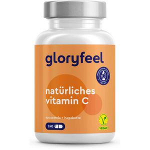 gloryfeel Vitamin-C natürliches Vitamin C, 240 Kapseln, 2 Kapseln täglich = 400 mg