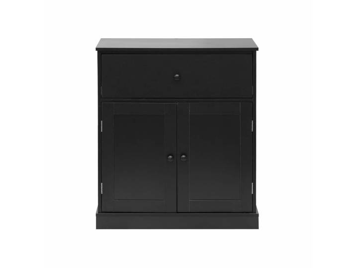 Commode avec 2 tiroirs et 1 porte en aggloméré noir