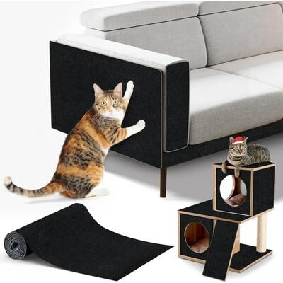 Uplift Essentials Multi Purpose Self Adhesive Cat Scratch Protection Carpet black 11.8 In X 78.7 In