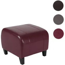 Hocker Sitzwürfel Sitzhocker Emmen, Leder + Kunstleder, 37x45x47 cm FSC®-zertifiziert ~ rot