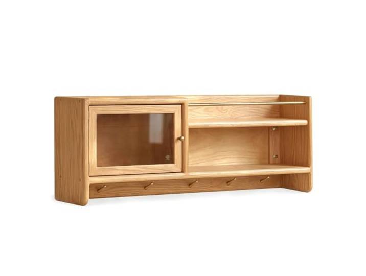 LXRHLIKG Hängeschrank Küche, Sichtfenster, 2 Ablagen, Wandschrank Küche Eiche, Galvanisierte Edelstahlschiene mit Abgewinkelten Haken; für Küche, Wohnzimmer, Flur(Yellow,125cm/49in)