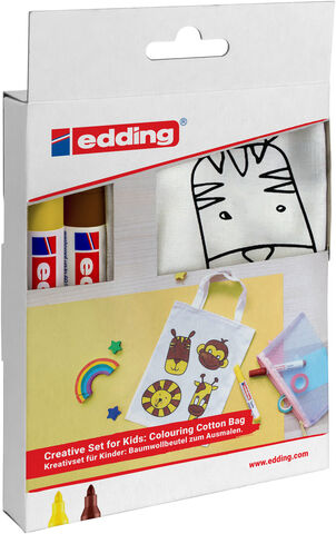 edding Kinder-Baumwollbeutel-Set "Tiere", mit 2 Stiften