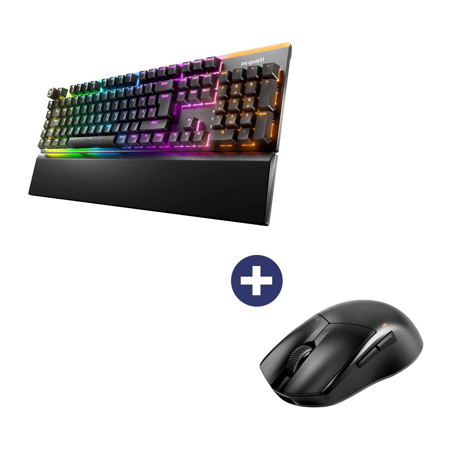 Be Quiet Maus Dark Perk Ergo + Tastatur Light Mount Silent Tactile RGB-LED BM007_BT004DE