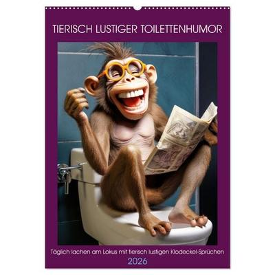 Tierisch lustiger Toilettenhumor (Wandkalender 2026 DIN A2 hoch), CALVENDO Monatskalender