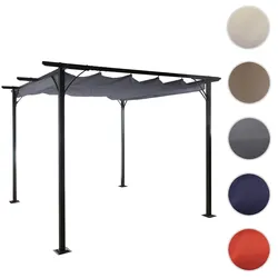 Pergola HWC-C42, Garten Pavillon, stabiles 6cm-Gestell + Schiebedach ~ 3,5x3,5m grau