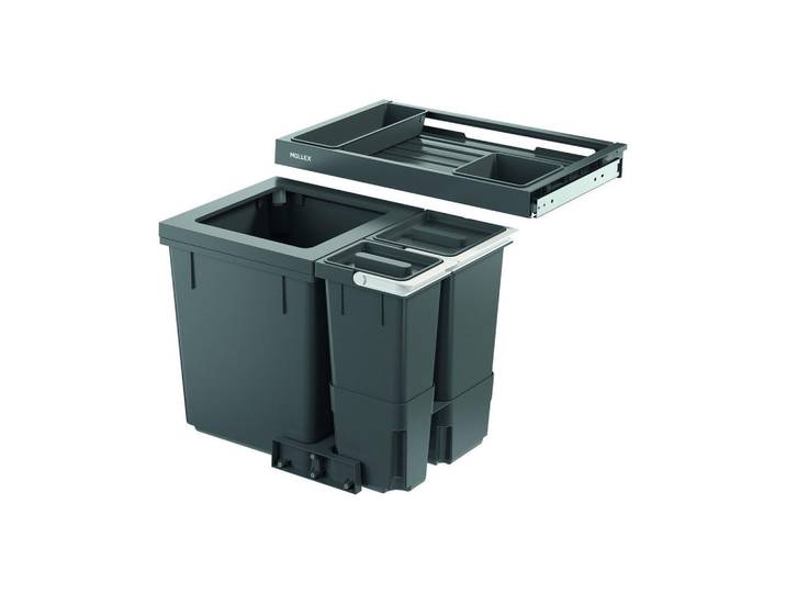 HKT Einbauabfallsammler, Grau, Kunststoff, 35L+8L+5L+1L+0,5L l, 56.8x36.8x41.4 cm, Haushalt & Reinigung, Reinigung, Mülleimer & Abfallsammler