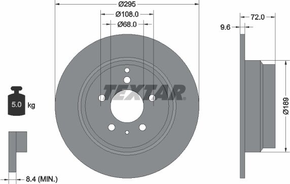 Textar Bremsscheibe Pro 92066803 295mm 10mm Für Volvo