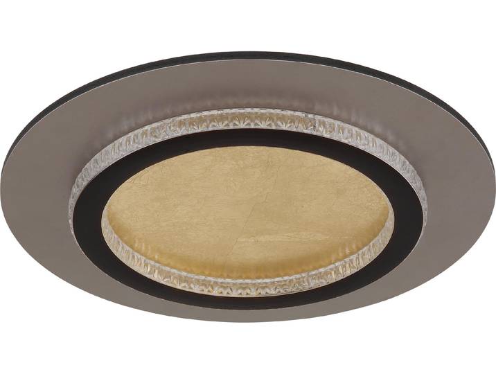 Plafonnier LED\, cristaux\, or\, noir\, CCT\, D 35 cm