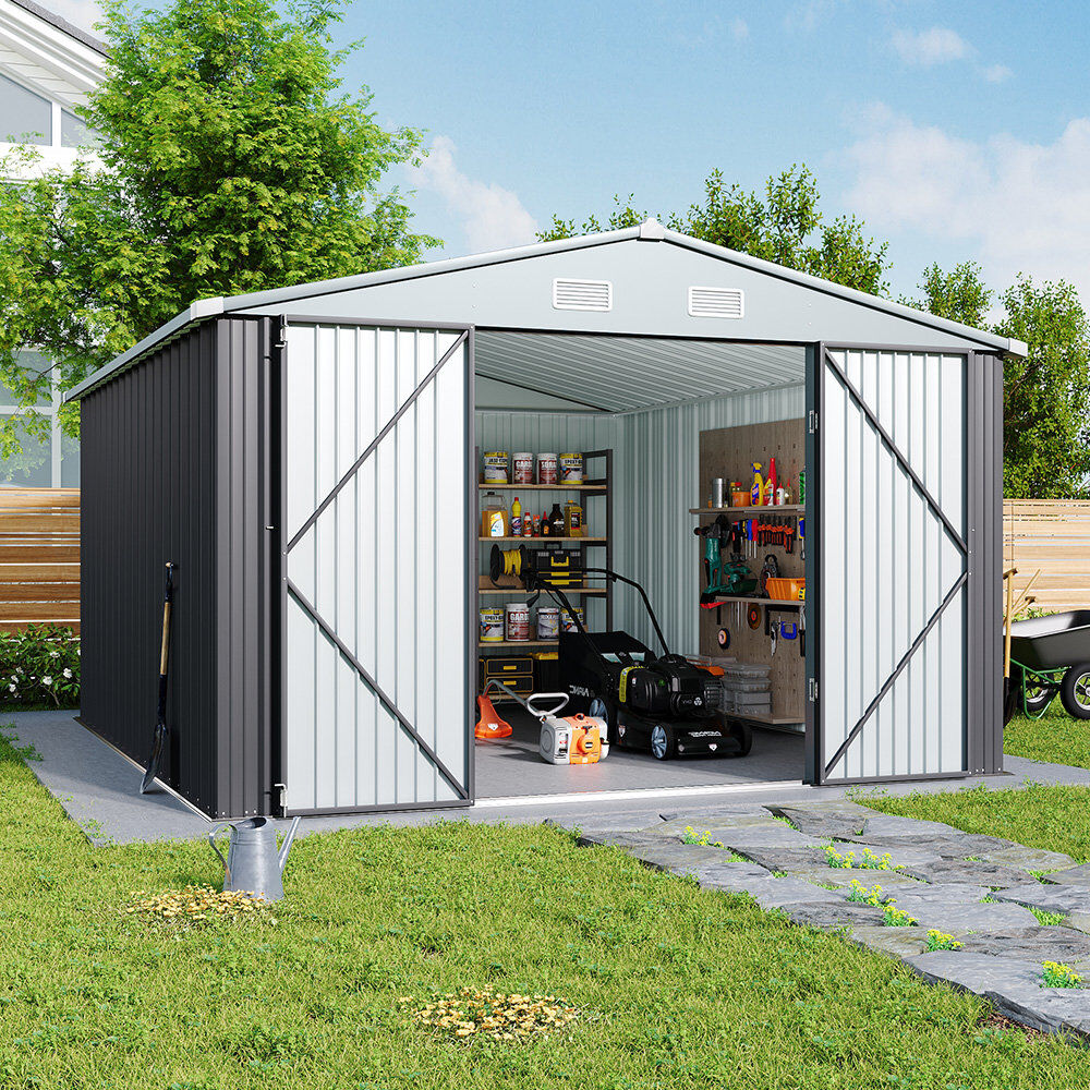 Garden Sanctuary Garden Storage Shed Gray 306.8cm W X 364cm D X 203.6cm H