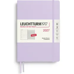 Leuchtturm 1917 Wochenplaner mit Notizbuch liniert Hardcover 2027 EN A5, lila
