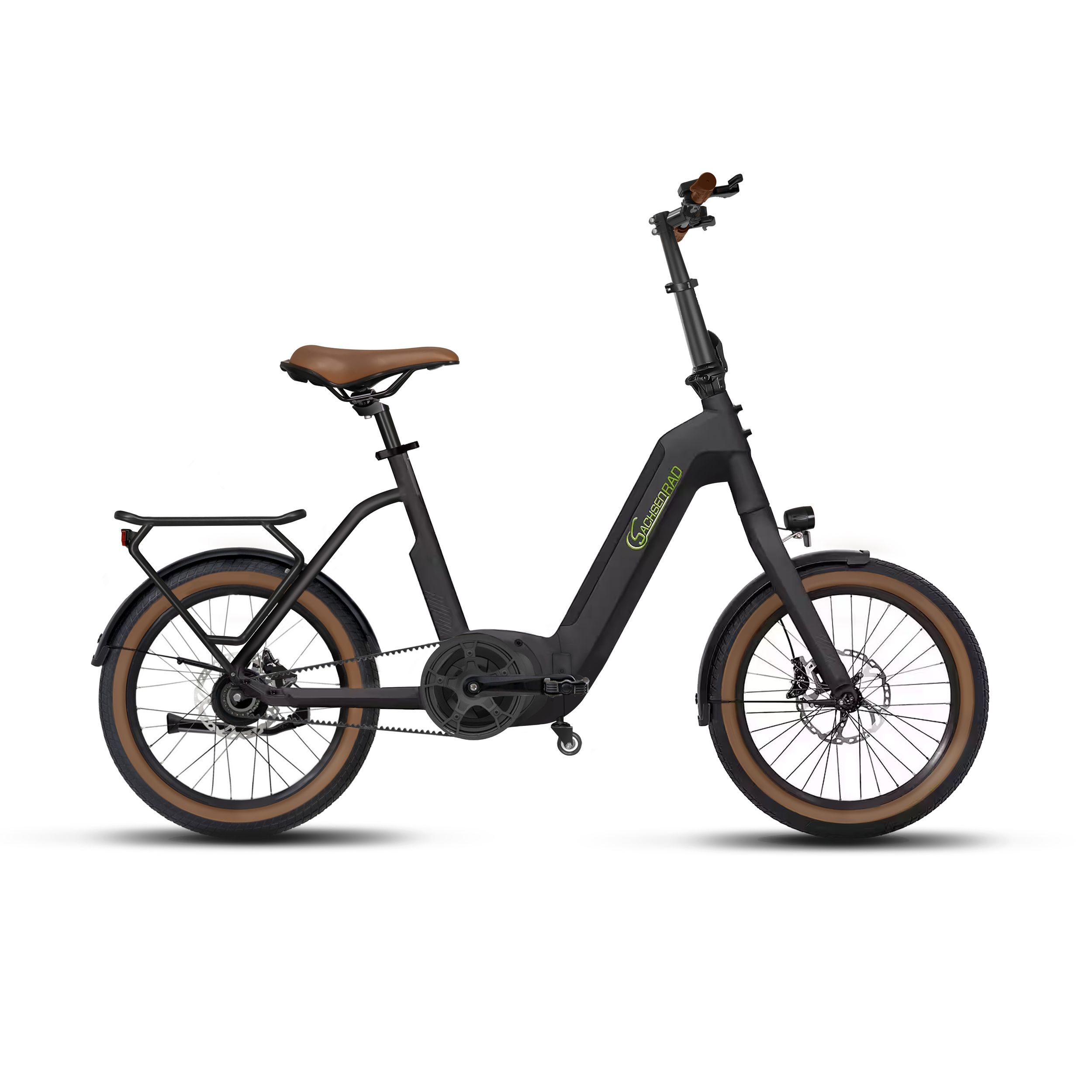 SachsenRAD E-Faltrad F3G Centro mit automatischer Schaltung und Riemenantrieb, 20" E-Bike Mittelmotor mit tiefem Einstieg, Elektrofahrrad bis 150 KM