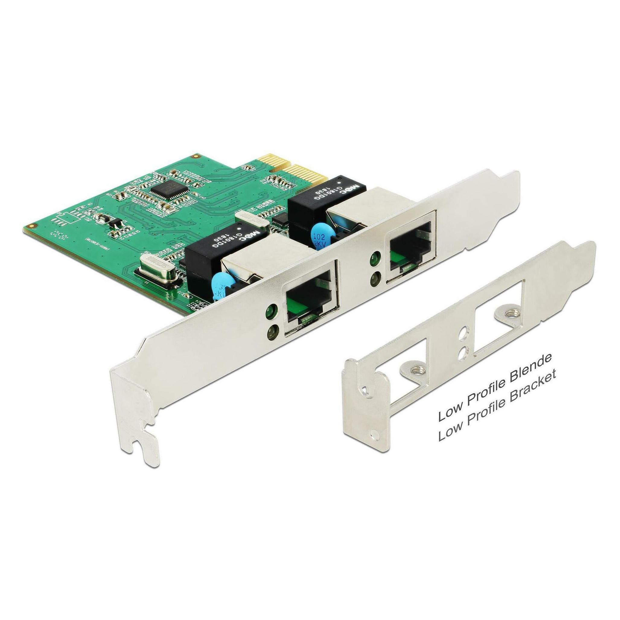 Delock Netzwerkkarte 2 Ports, 1Gbps Realtek RTL8111H Chipsatz (Mini PCI Express) (89999)