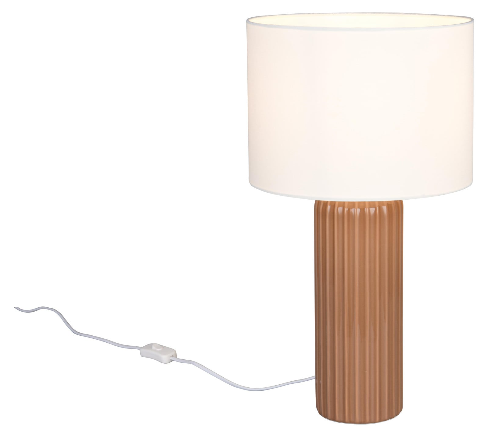 Schemerlamp Blair Trio Bruin en Wit met Keramische Voet en Stoffen Kap Ø 28 cm