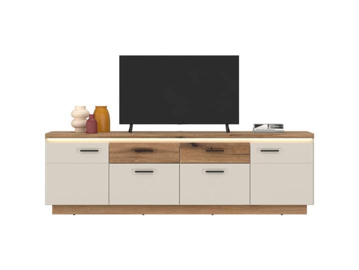 Livetastic Tv-Element Modena, Eiche, Kaschmir, Kunststoff, 2 Fächer, 210x64.4x44.6 cm, Wohnzimmer, TV Möbel, TV-Racks