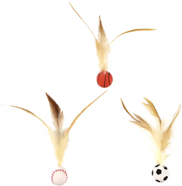 Inspire Picks Feather Bounce Interactive Cat Balls For Indoor Play & Training 3pcs