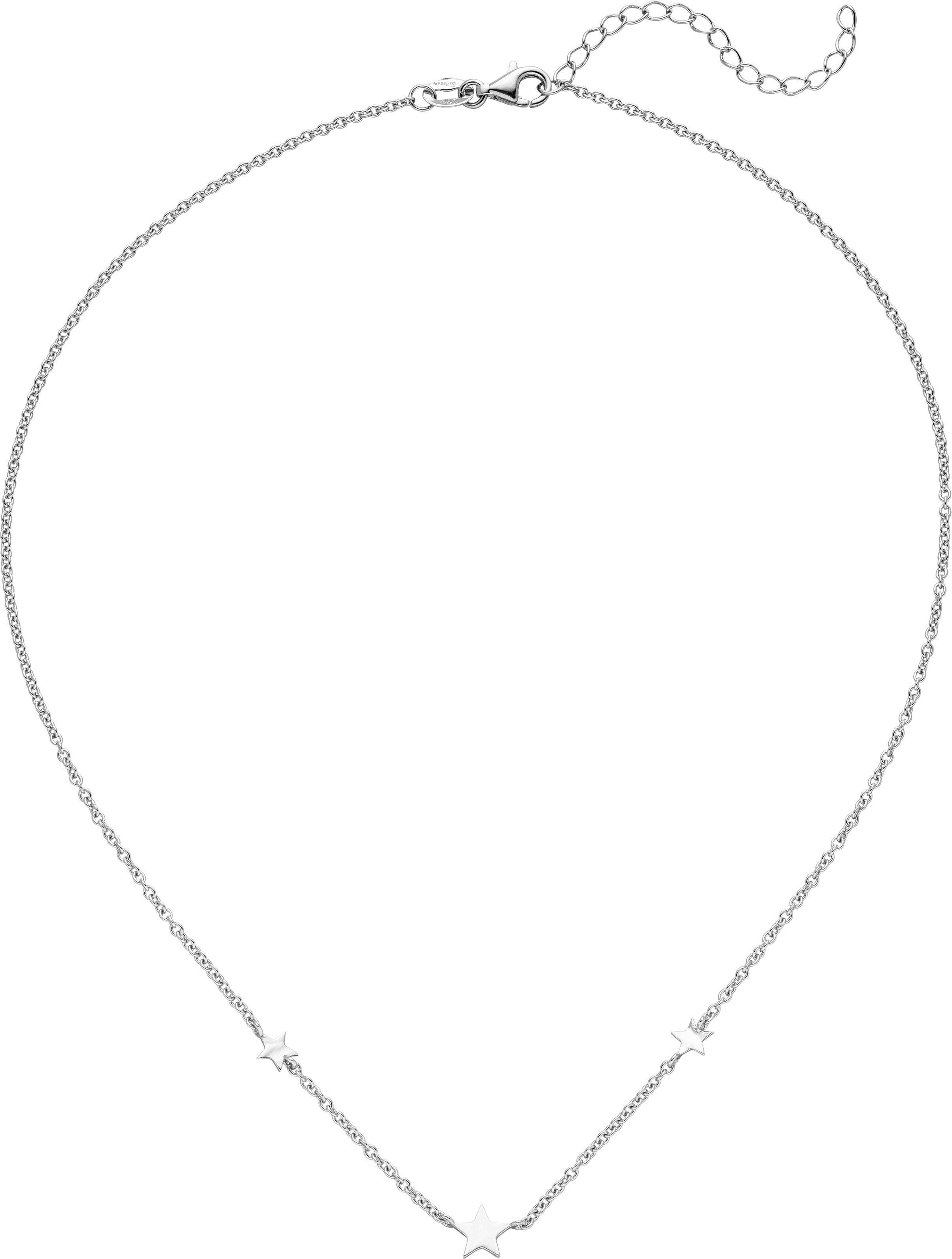 Collier JOBO "Kette mit 3 Sternen", silber (silberfarben), Halsketten, Damen, Silber 925 (Sterlingsilber), L: 43, Collier, 925 Silber 43 cm